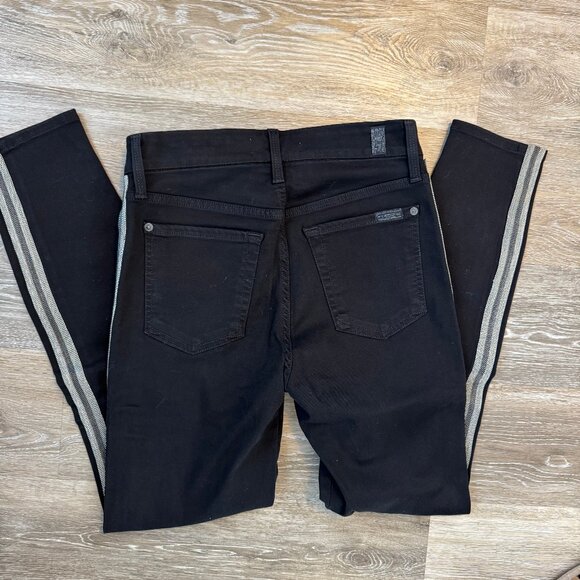 7 For All Mankind Blair Denim Studded Side Stripe High Waisted Jeans- sz. 27 - Picture 3 of 8